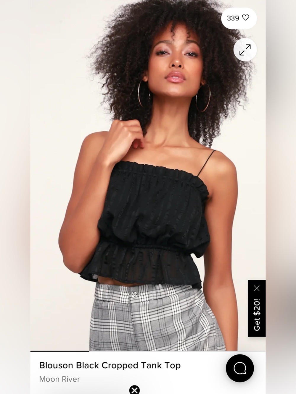 Lulus Blouson Black Cropped Tank Top Size S